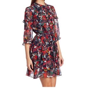 SALONI Tilly Paisley Multicolor Print Silk A-Line